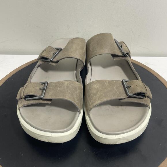 Ecco Sandals Shoes‎ Mens Size 13 US 47 EU Brown Leather Double Buckle Slides - Picture 3 of 11